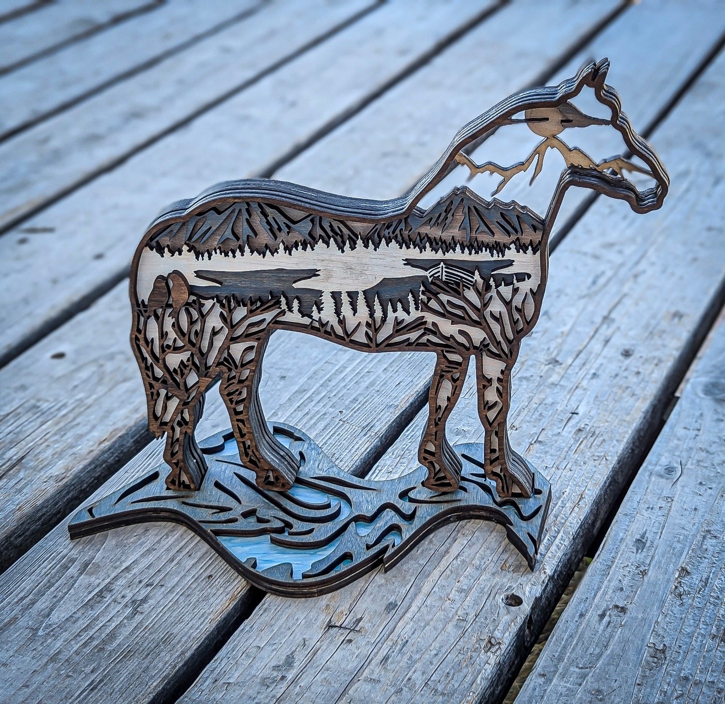 Layered Horse with Mountain and Lake Scene Workshop Project