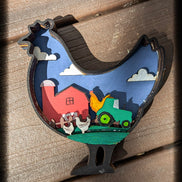 3D Layered Chicken with Tractor Workshop Project Painted by Kid