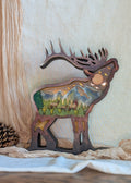 3D Elk Nightlight with Hand Painted Scene displayed with the light on