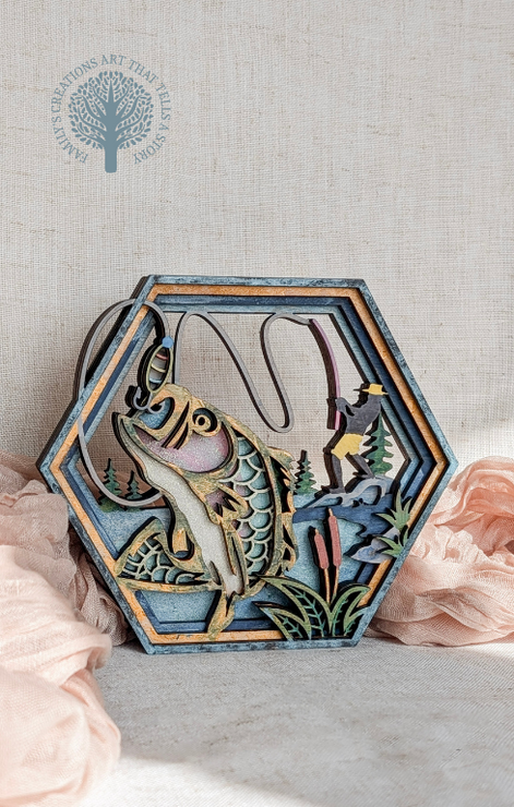 3D Layered Hexagon Fishing Scene Workshop Project