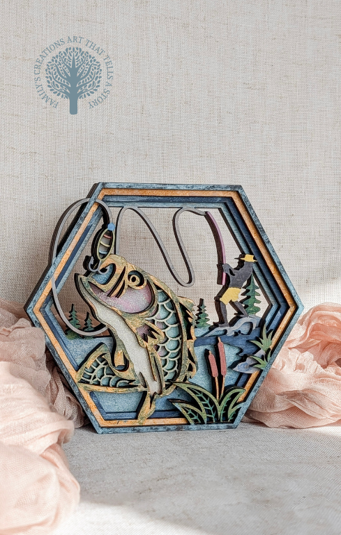 3D Layered Hexagon Fishing Scene Workshop Project