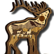 3D Layered Elk with Mountain Scene