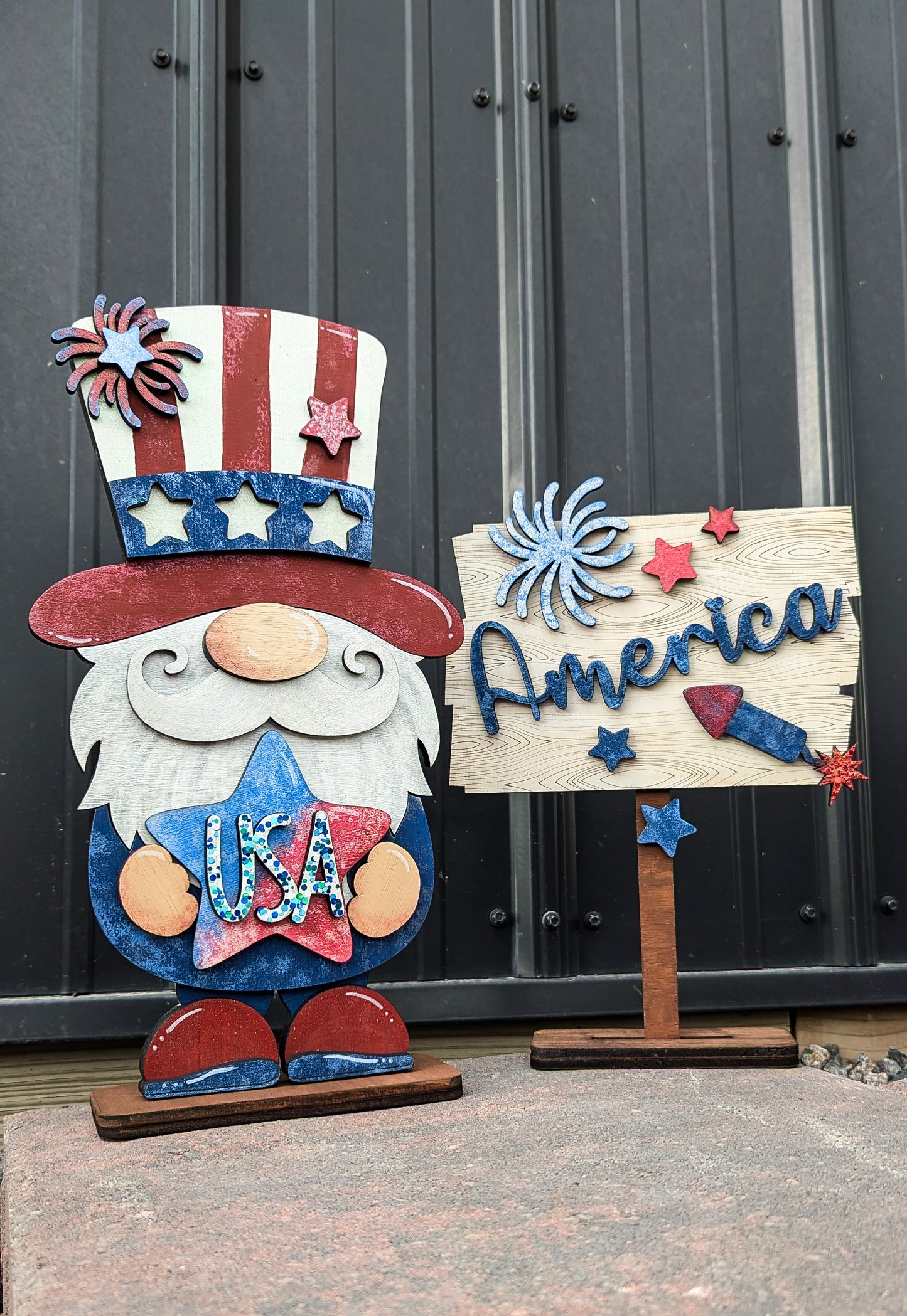 America Patriotic Gnome Shelf Sitter