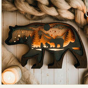 Lighted bear, 3D layered scene