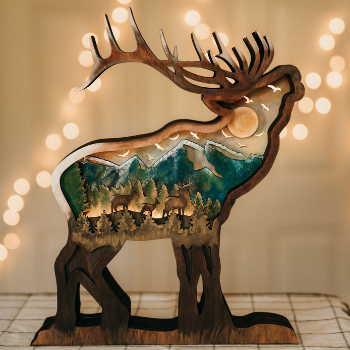 Hand painted lighted elk