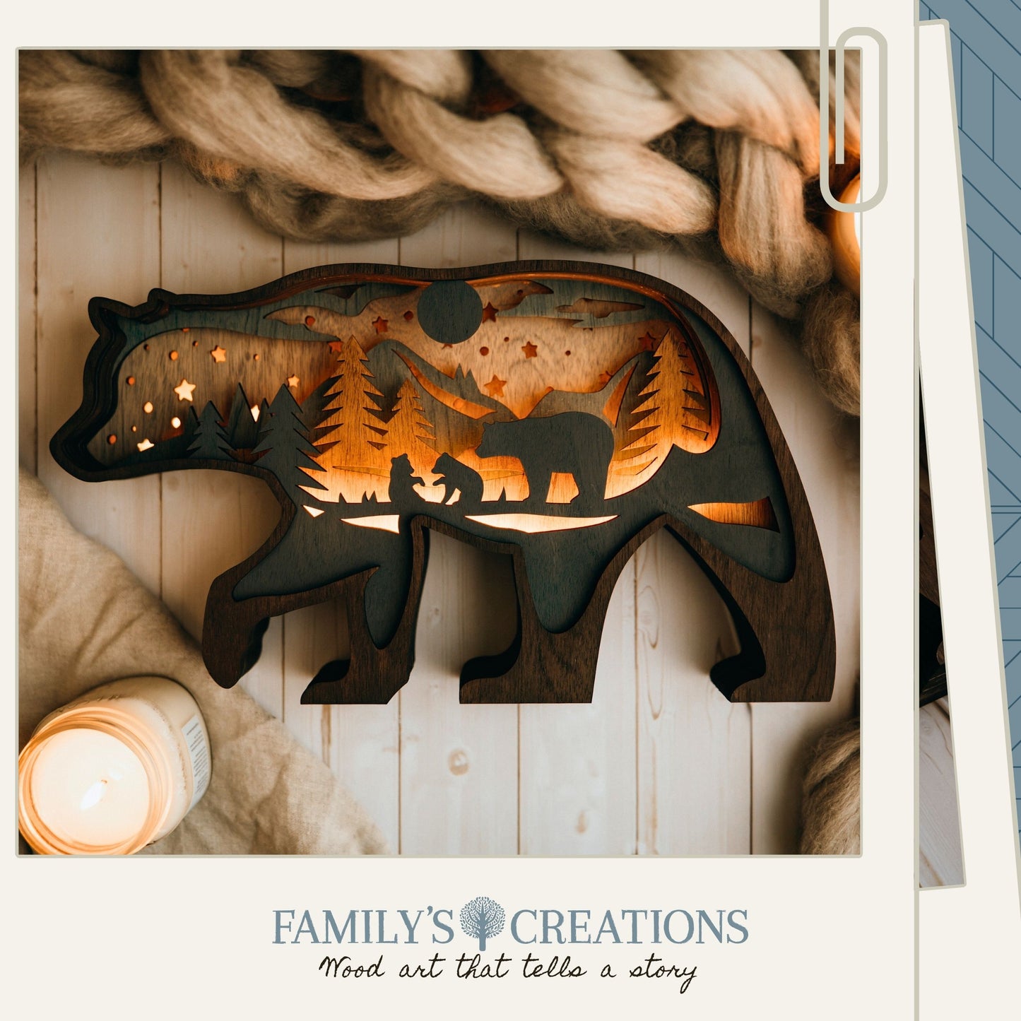 Forest Glow Bear – Layered Bear Silhouette with Soft Glow