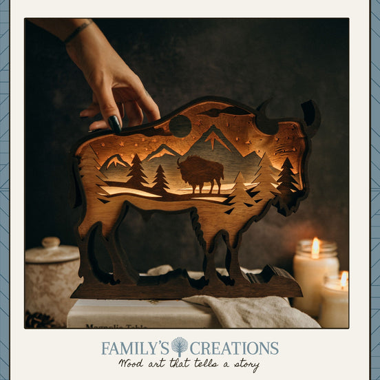 Strength in Stillness – Lighted Bison Scene