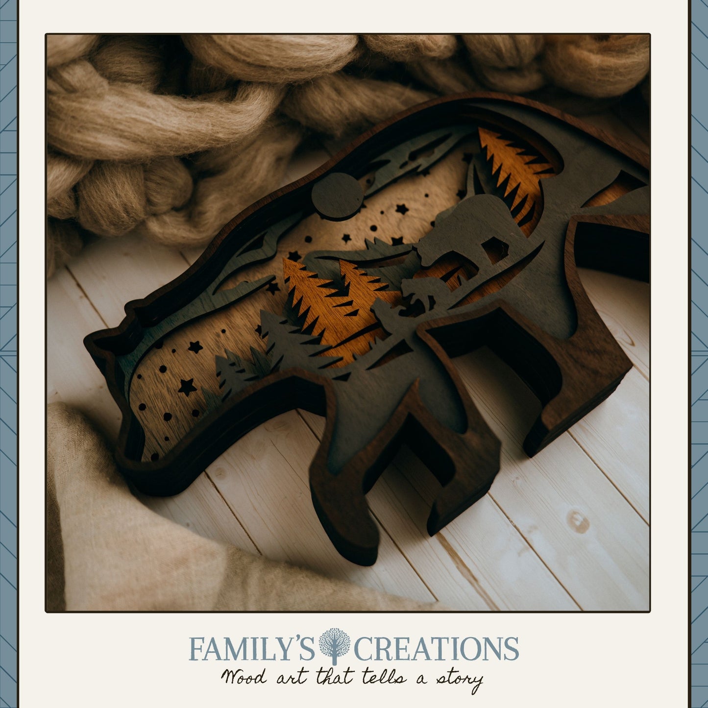 Forest Glow Bear – Layered Bear Silhouette with Soft Glow