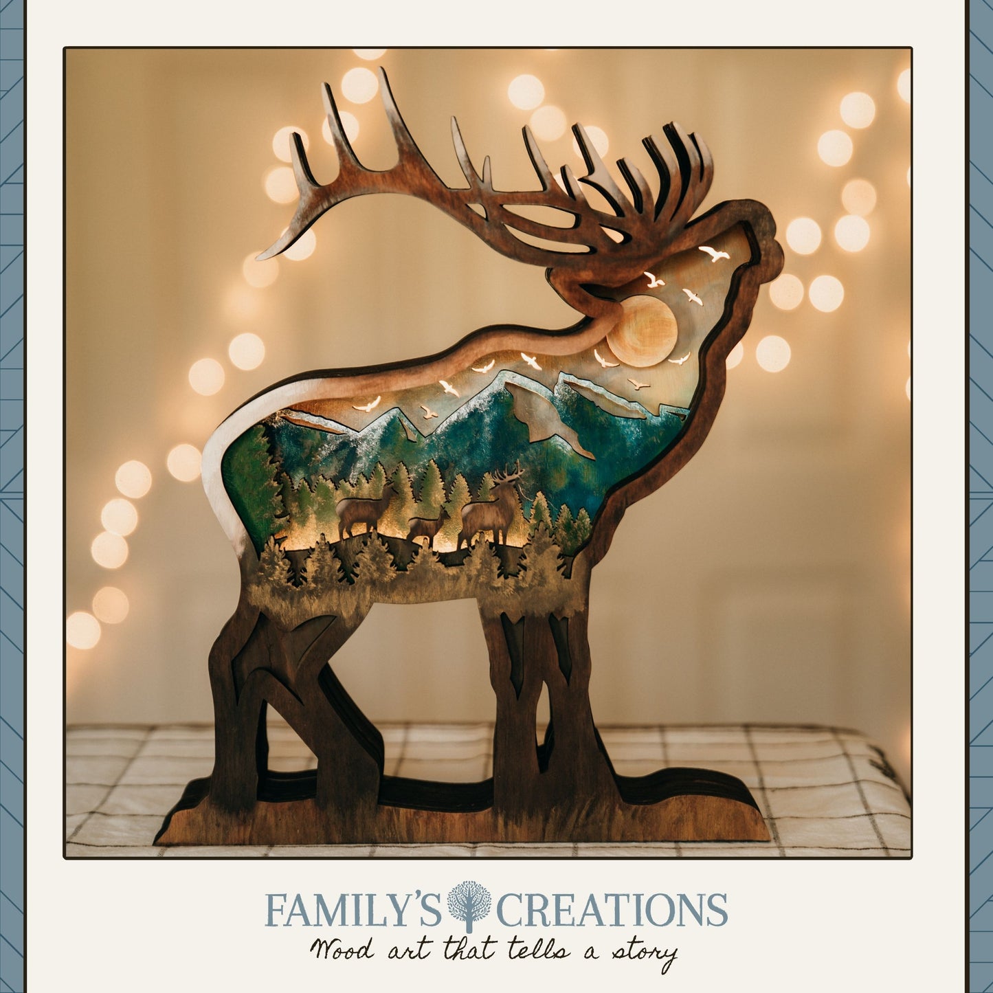 Dawn on the Ridge – Lighted Layered Elk