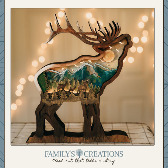 Dawn on the Ridge – Lighted Layered Elk