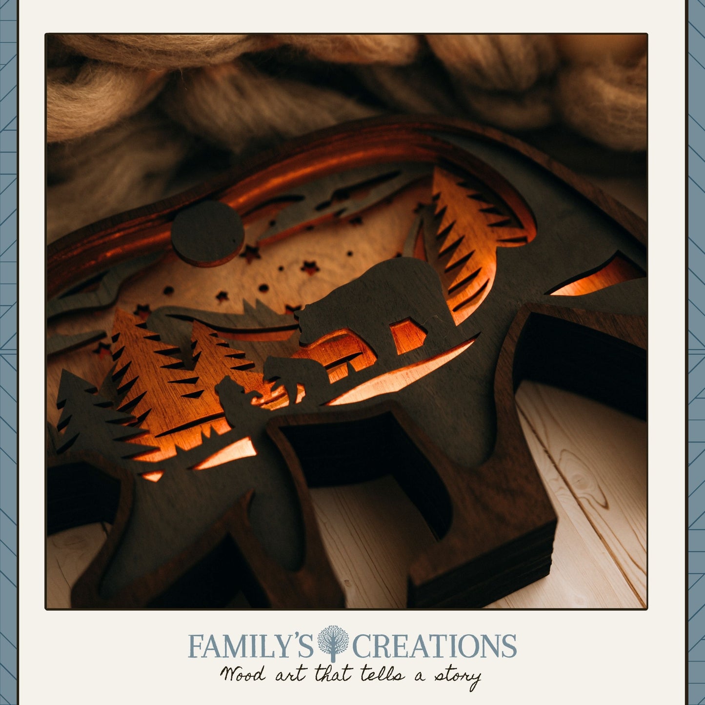 Forest Glow Bear – Layered Bear Silhouette with Soft Glow