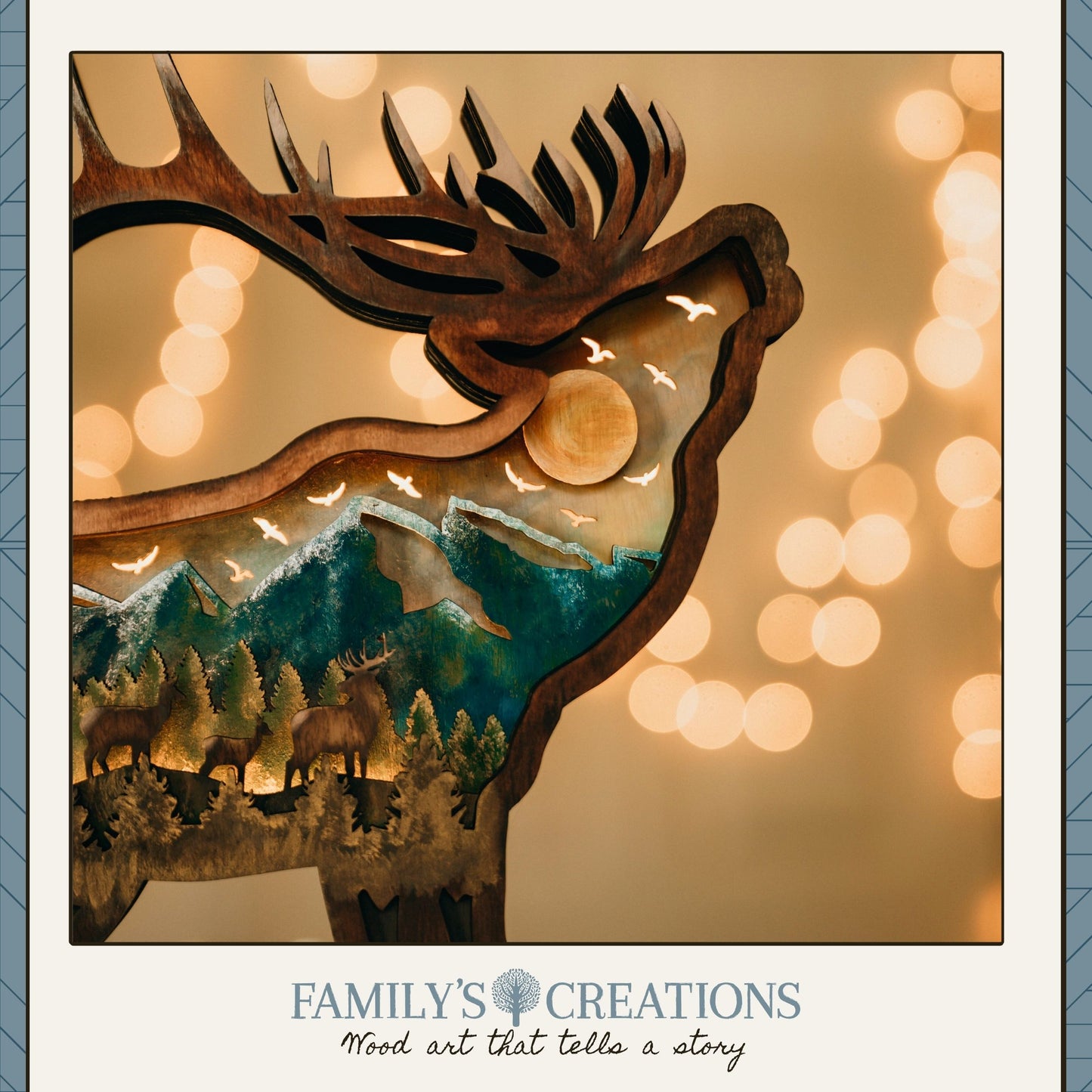 Dawn on the Ridge – Lighted Layered Elk