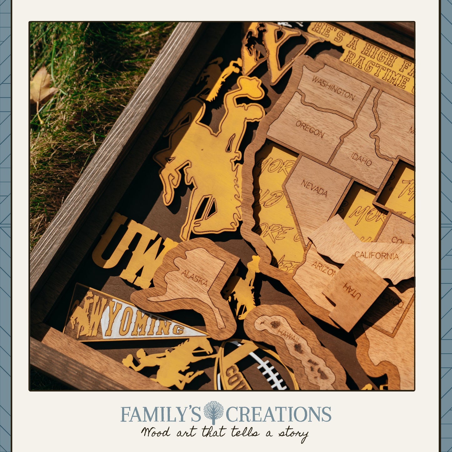 Storyline Series: Cowboy Legacy Wooden Travel Map – Handcrafted USA Wall Art (13"×20" to 22"×36")