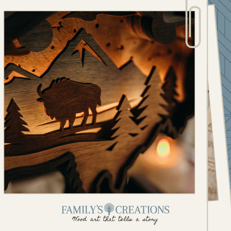 Strength in Stillness – Lighted Bison Scene