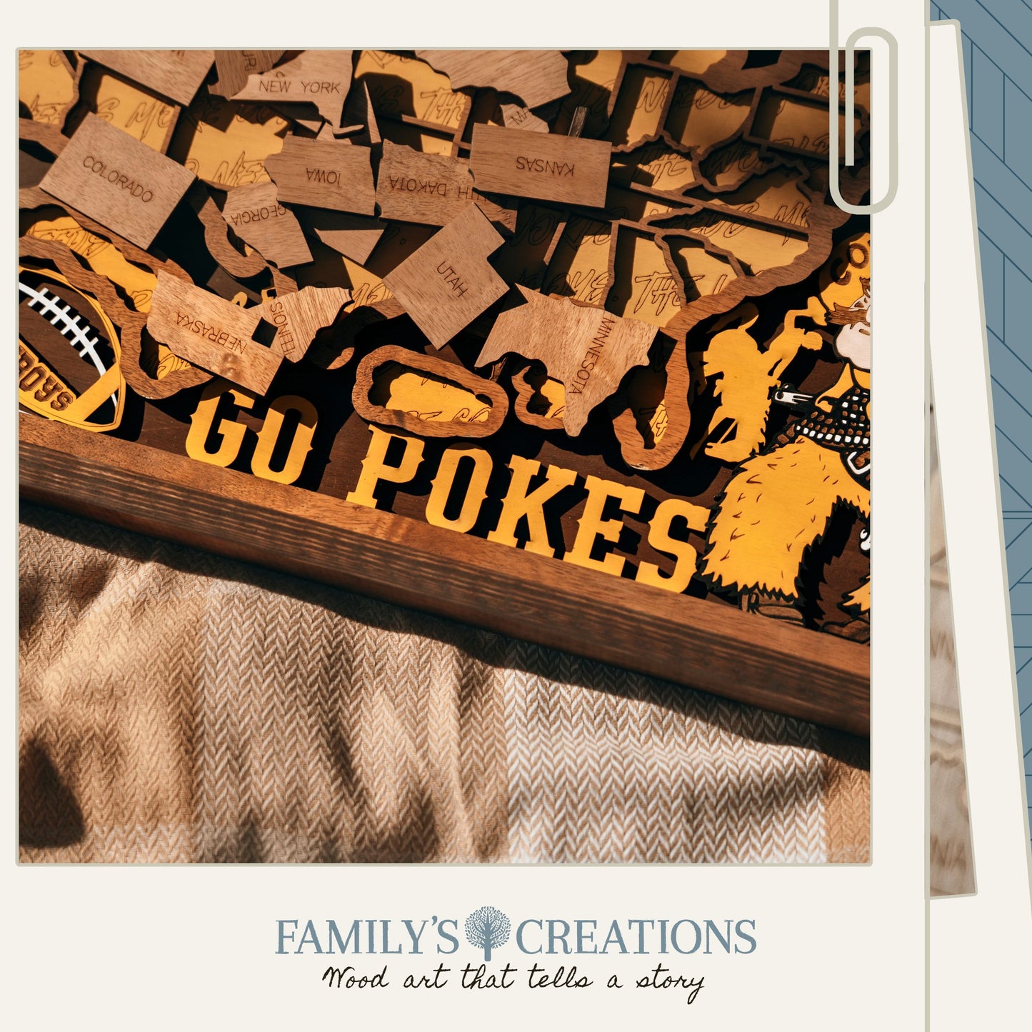 Storyline Series: Cowboy Legacy Wooden Travel Map – Handcrafted USA Wall Art (13"×20" to 22"×36")