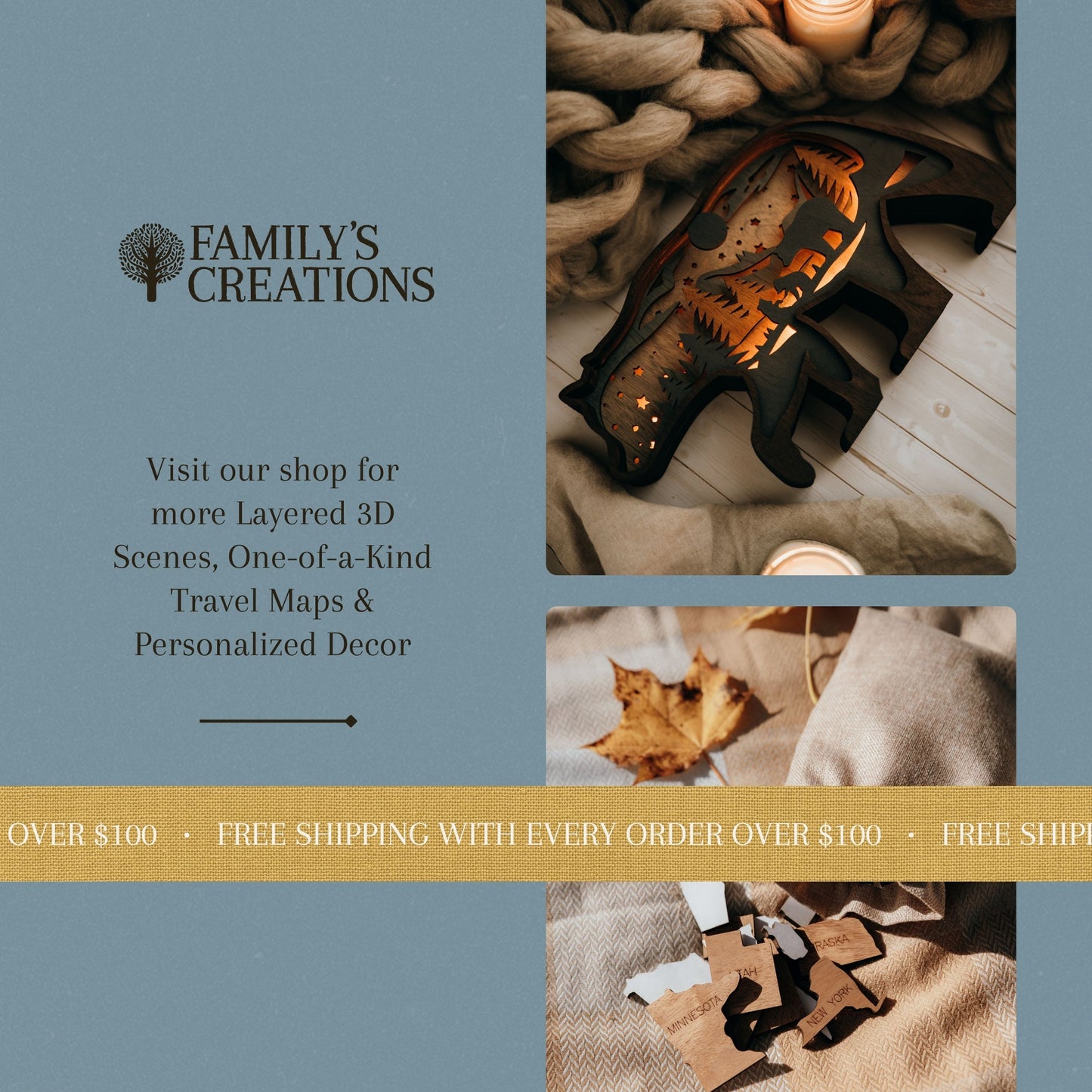 Forest Glow Bear – Layered Bear Silhouette with Soft Glow