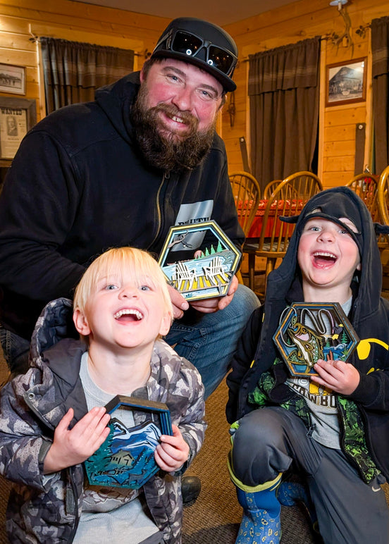 Workshop attendees with finished hexagon scene projects