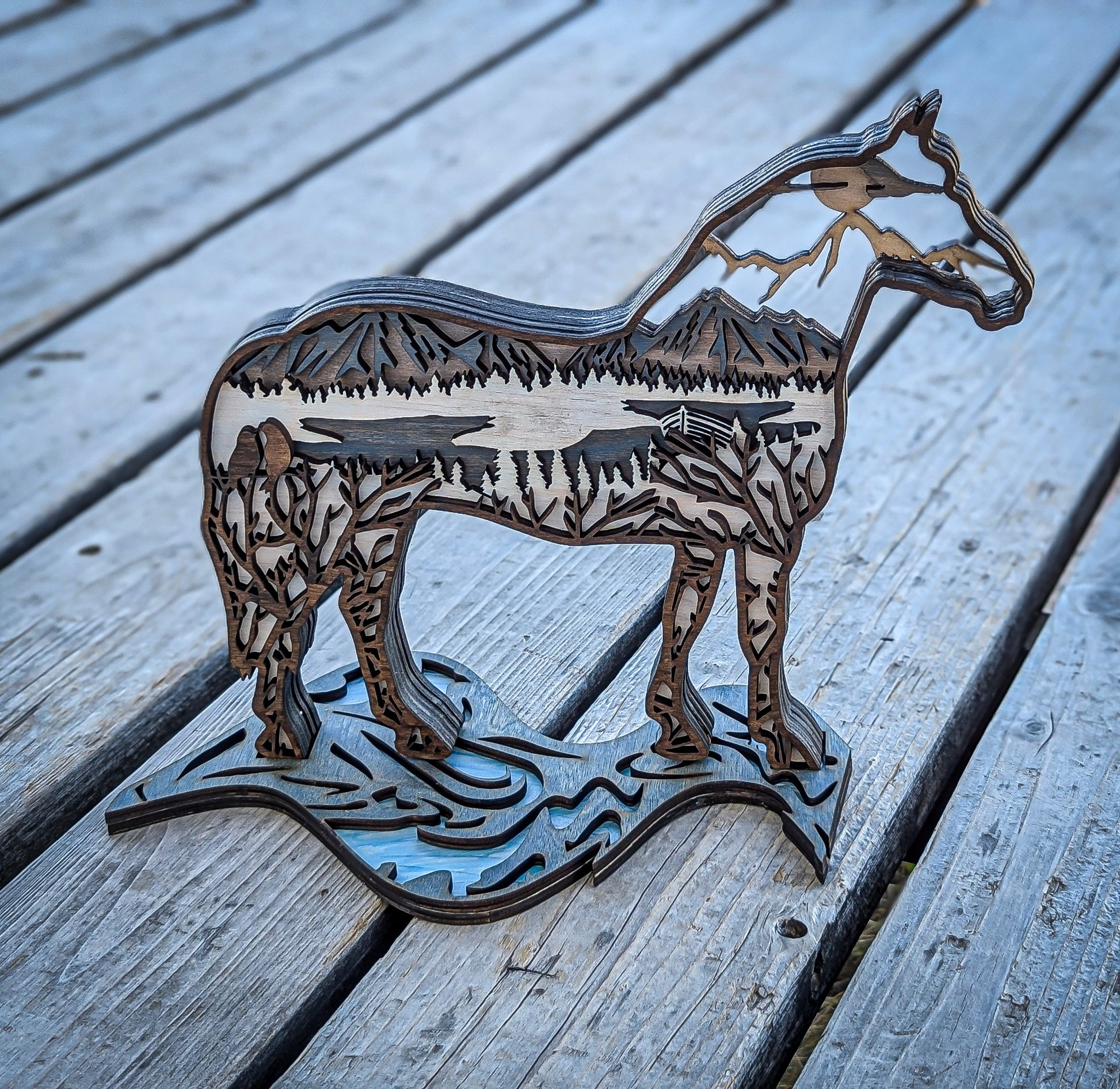 Layered Horse with Mountain and Lake Scene Workshop Project