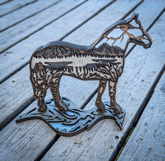 Layered Horse with Mountain and Lake Scene Workshop Project