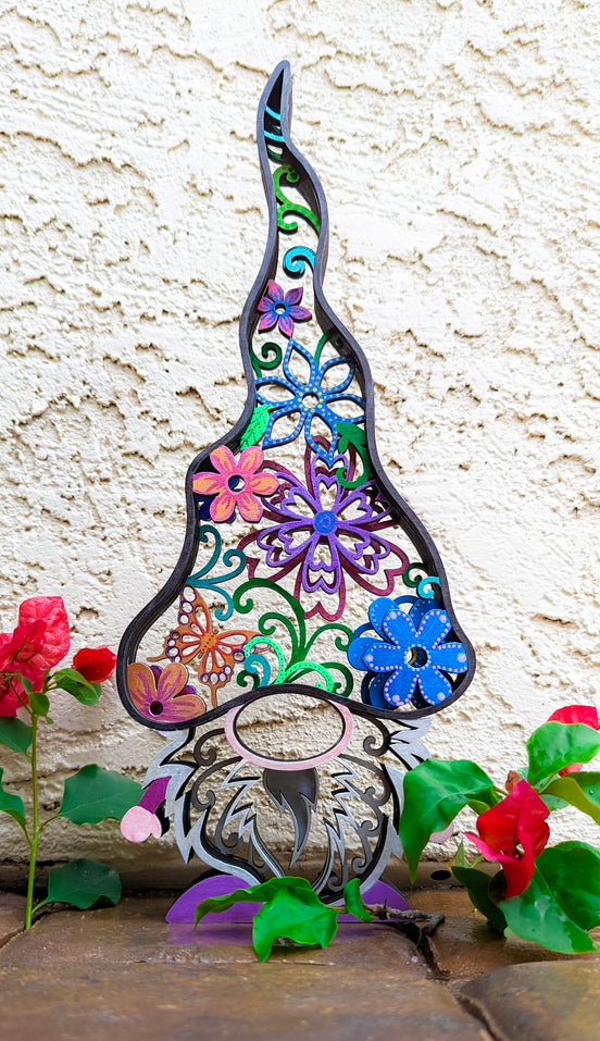 Layered 3D Floral Gnome