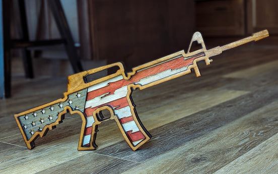 Layered Rifle With American Flag Scene