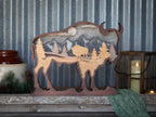 Lighted bison with Teton mountain showcase. Exclusively shown at Elevated Living in Jackson, WY. 