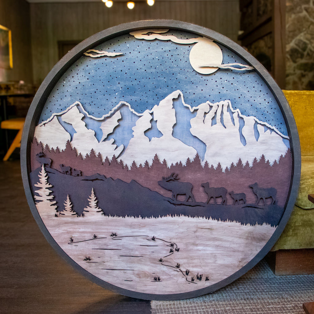 Moonlit Passage - The Migration | Illuminated Mixed-Media Wall Sculpture