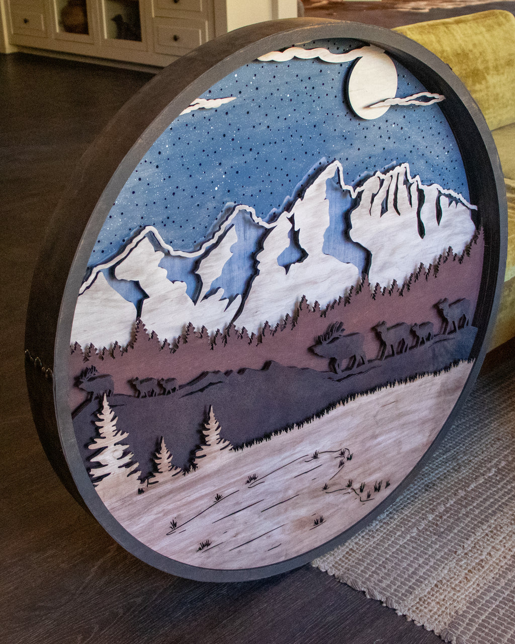 Moonlit Passage - The Migration | Illuminated Mixed-Media Wall Sculpture
