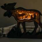 Quiet Wilderness – Illuminated Layered Moose Artwork