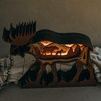 Quiet Wilderness – Illuminated Layered Moose Artwork
