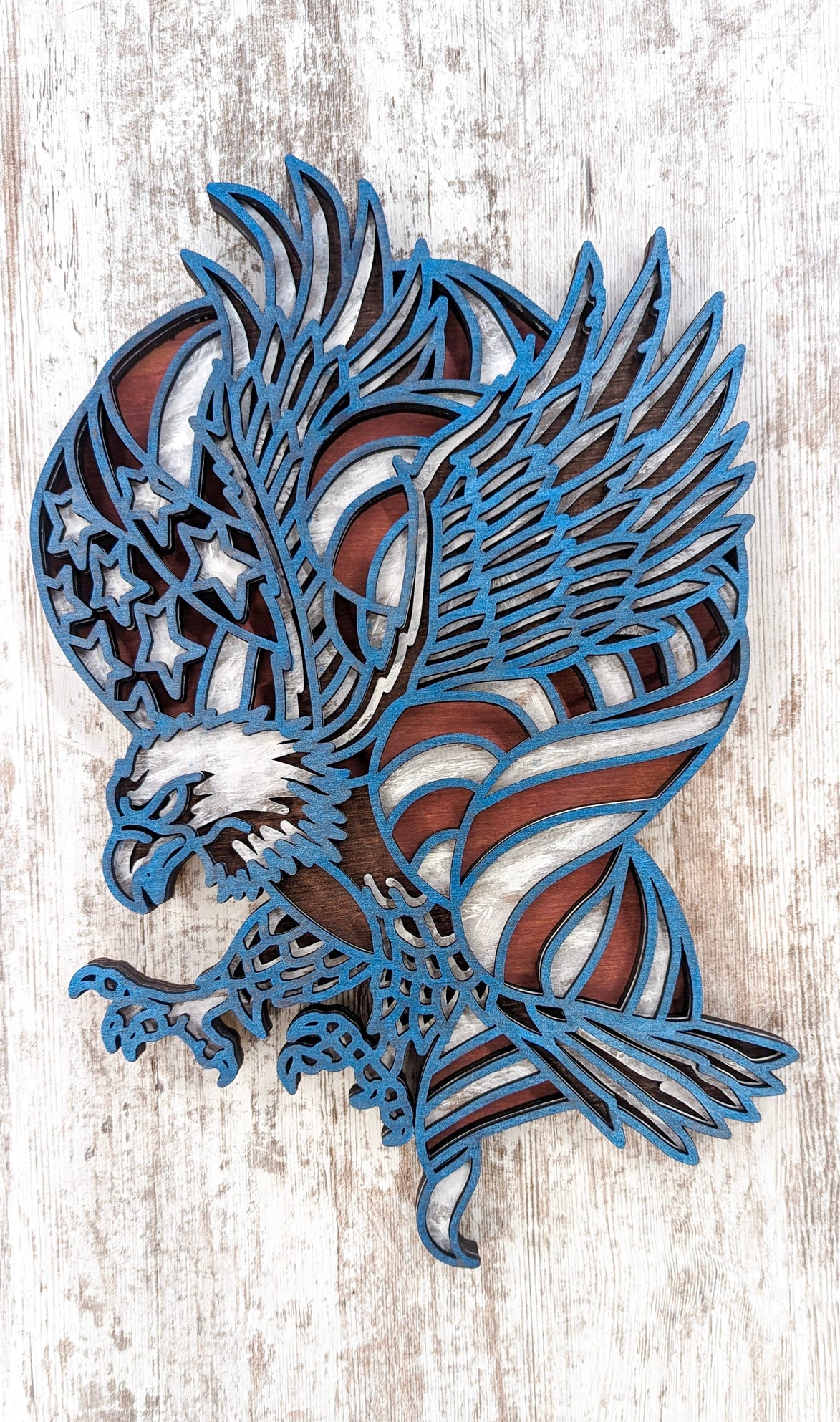 Patriotic layered eagle with flag
