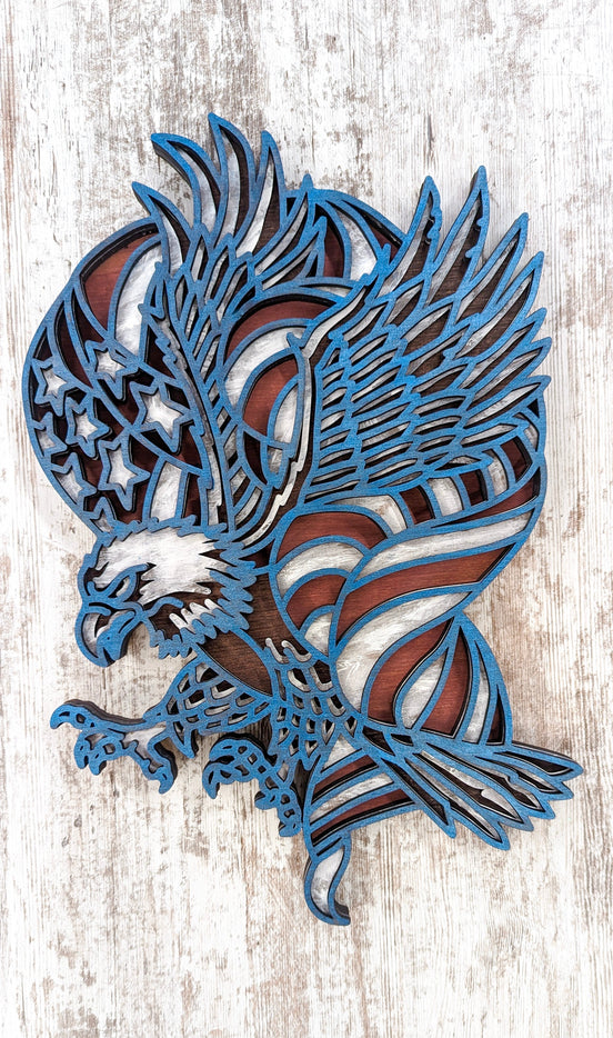 Patriotic layered eagle with flag