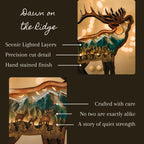 Dawn on the Ridge – Illuminated Layered Elk Artwork