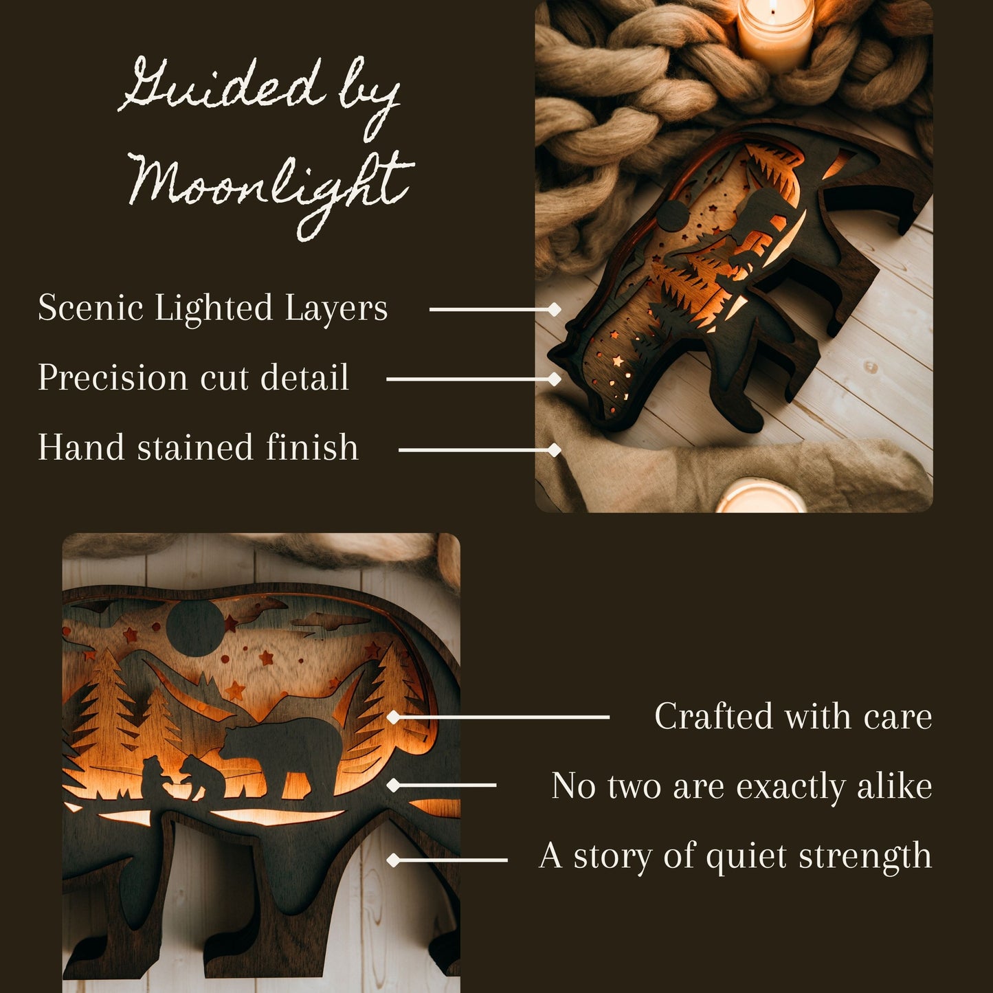 Forest Glow Bear – Layered Bear Silhouette with Soft Glow