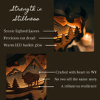 Strength in Stillness – Illuminated Layered Bison Artwork