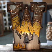 Wyoming Glory – Lighted “W” Mountain Scene