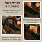 Trail Worn & Glowing – Illuminated Layered Hiking Boot Artwork