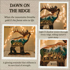 Dawn on the Ridge – Illuminated Layered Elk Artwork