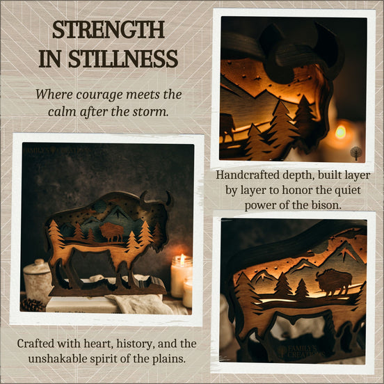 Strength in Stillness – Lighted Bison Scene