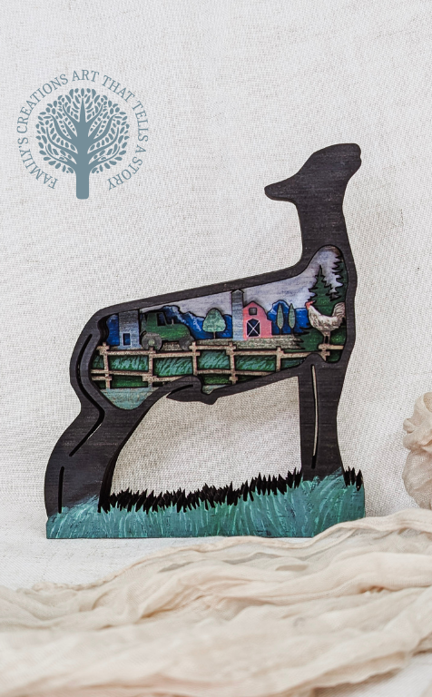 Layered Show Lamb / Market Lamb with Farm Scene 3D
