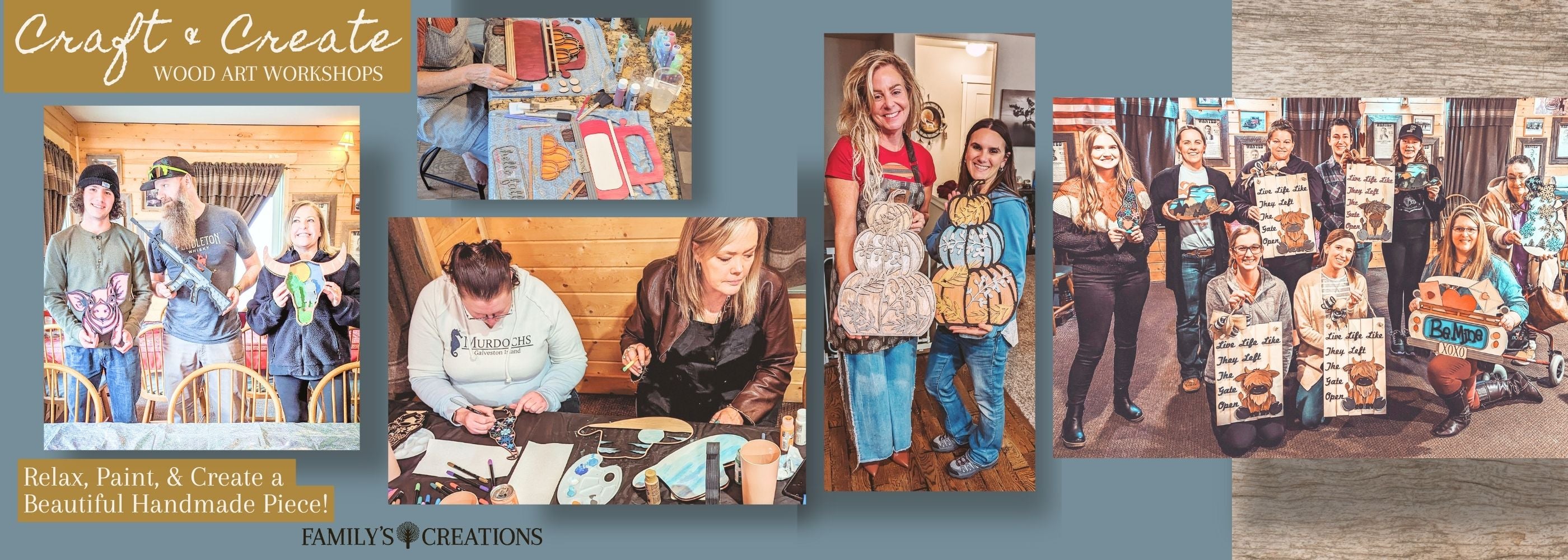 Workshop Participants Painting and Showing Finished Projects