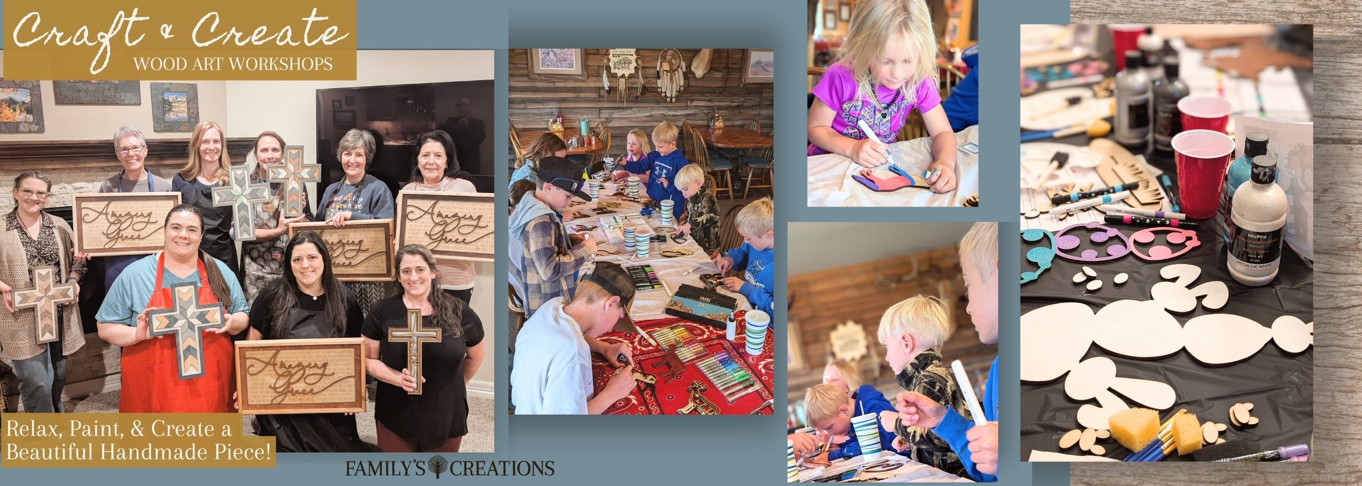 Workshop Participants Painting and Showing Finished Projects