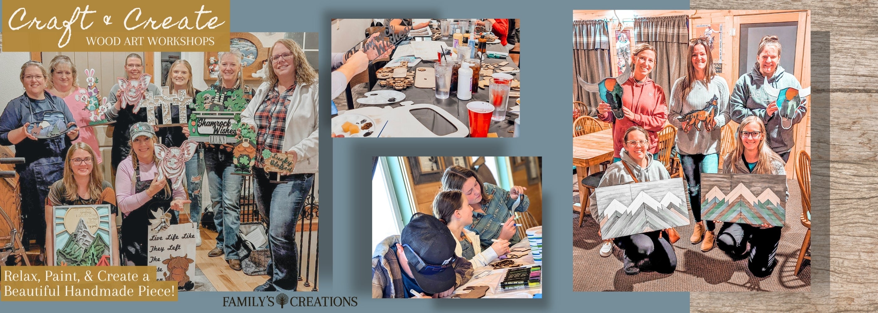 Workshop Participants Painting and Showing Finished Projects