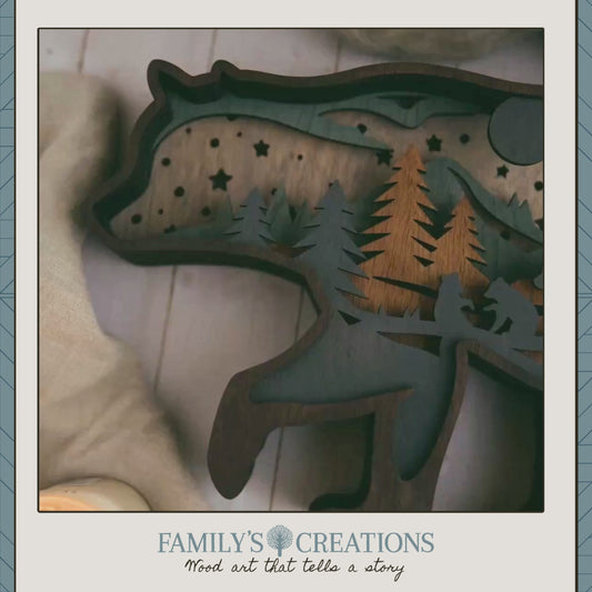 Forest Glow Bear – Layered Bear Silhouette with Soft Glow