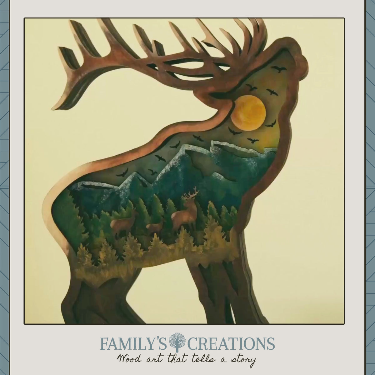 Dawn on the Ridge – Illuminated Layered Elk Artwork
